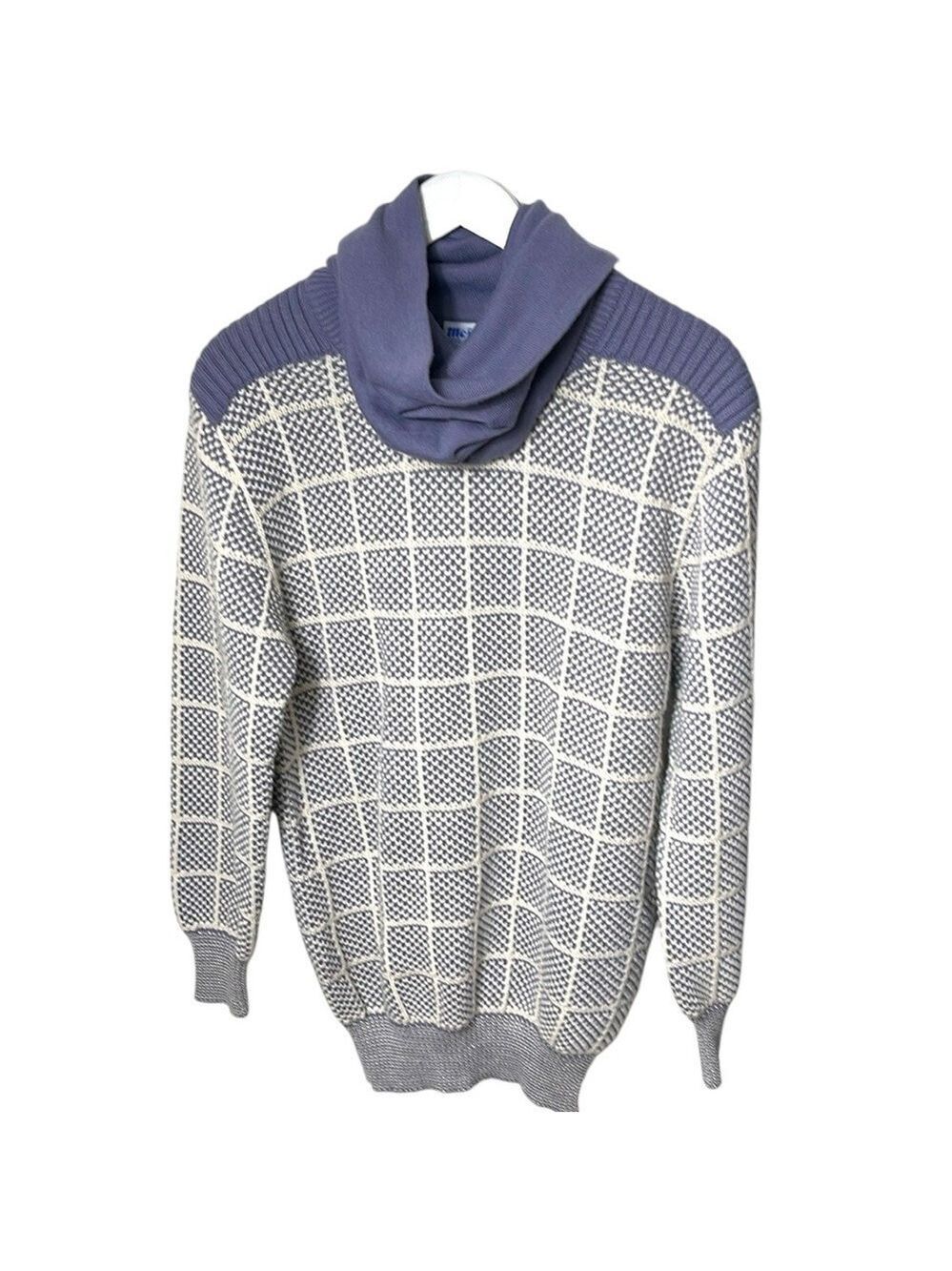 NWT Vintage Meister Cowl Neck Ski Sweater Lambswool Acrylic SZ S Cream Purple
